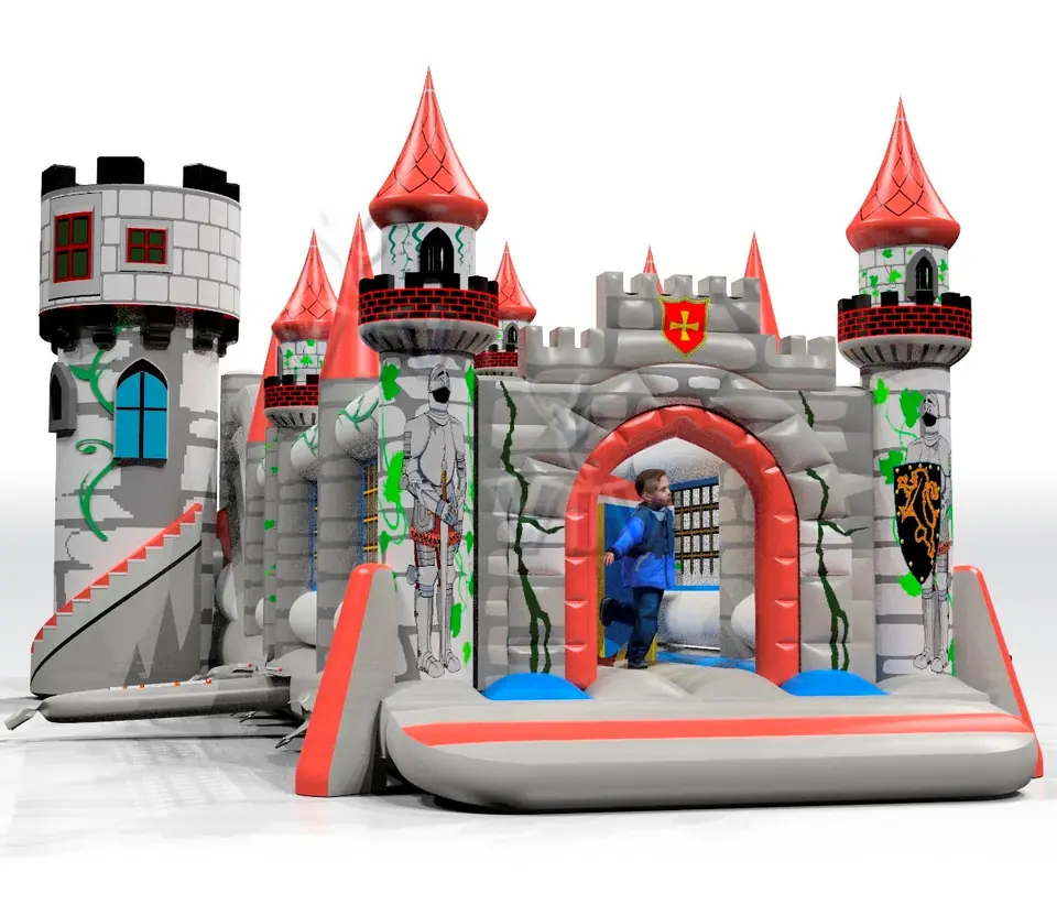 the Lionheart with Active Center - Knights Collection commercial inflatable slide
