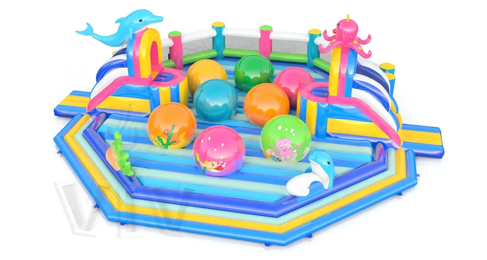 Wipe Out Unterwater World commercial inflatable wipe-out attraction